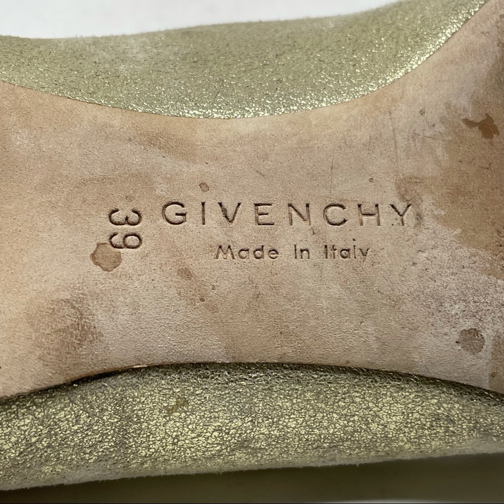 Givenchy Gold Metallic Square Toe Ballet Flats Size 8.5 - Picture 14 of 14